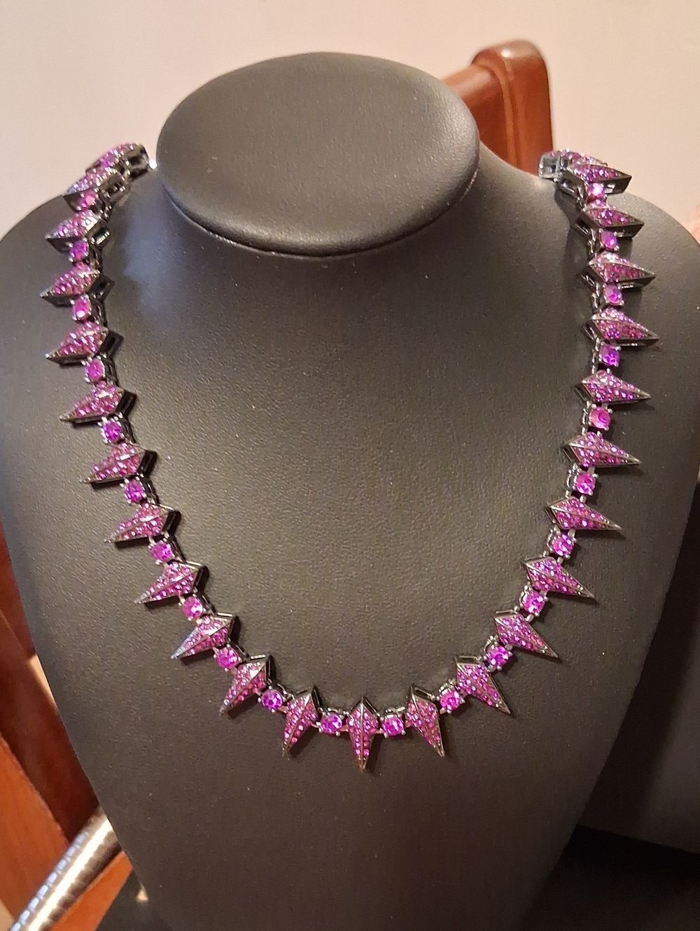 Black Panther Iced Tennis Chain Spiked Purple Crystal Bling Necklace New